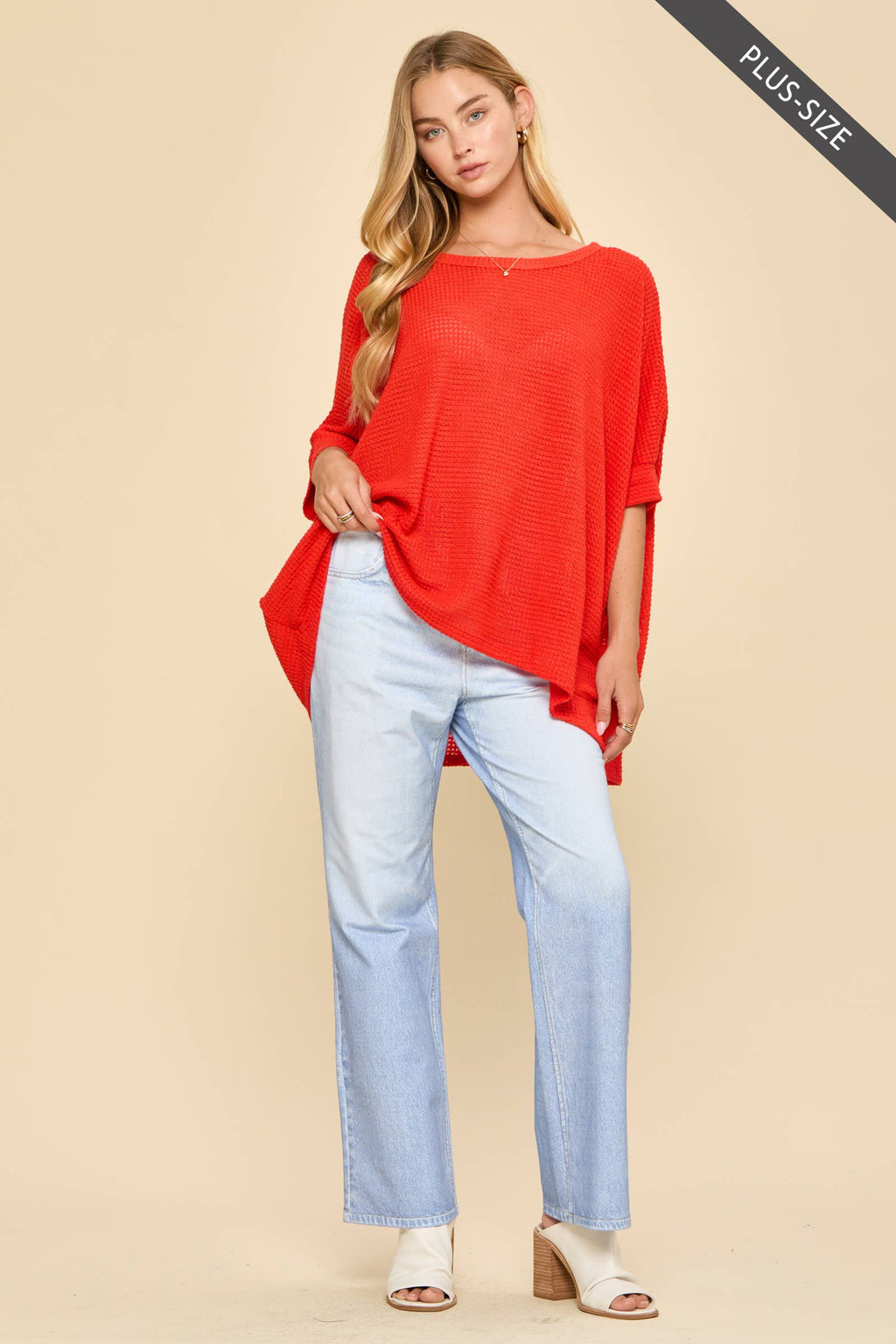 PLUS SIZE Oversized Crochet Knit Poncho To: Navy / 2X/3X