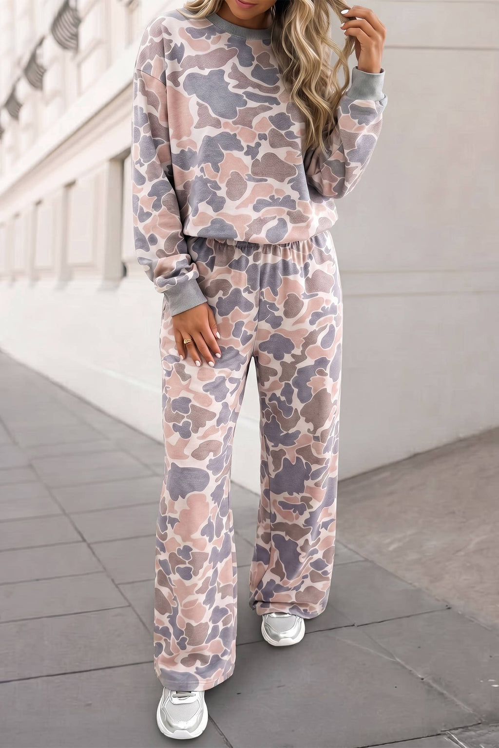 Camo Long Sleeve 2pcs Pants Set | S-XL Plus 1X-4X: Multicolour / S