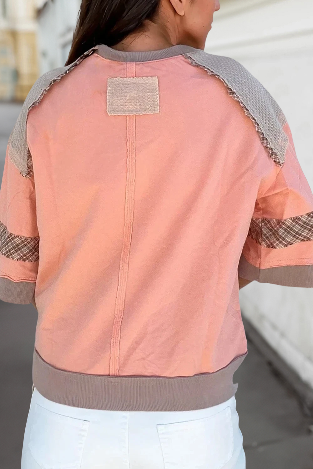 Plaid Waffle Flower Patch 3/4 Sleeve Top | S-4X: As shown / Missy / 4X