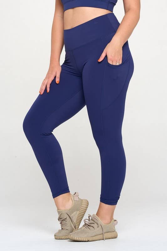 Buttery Soft Activewear Leggings with Pockets Plus Size: Black / 2XL