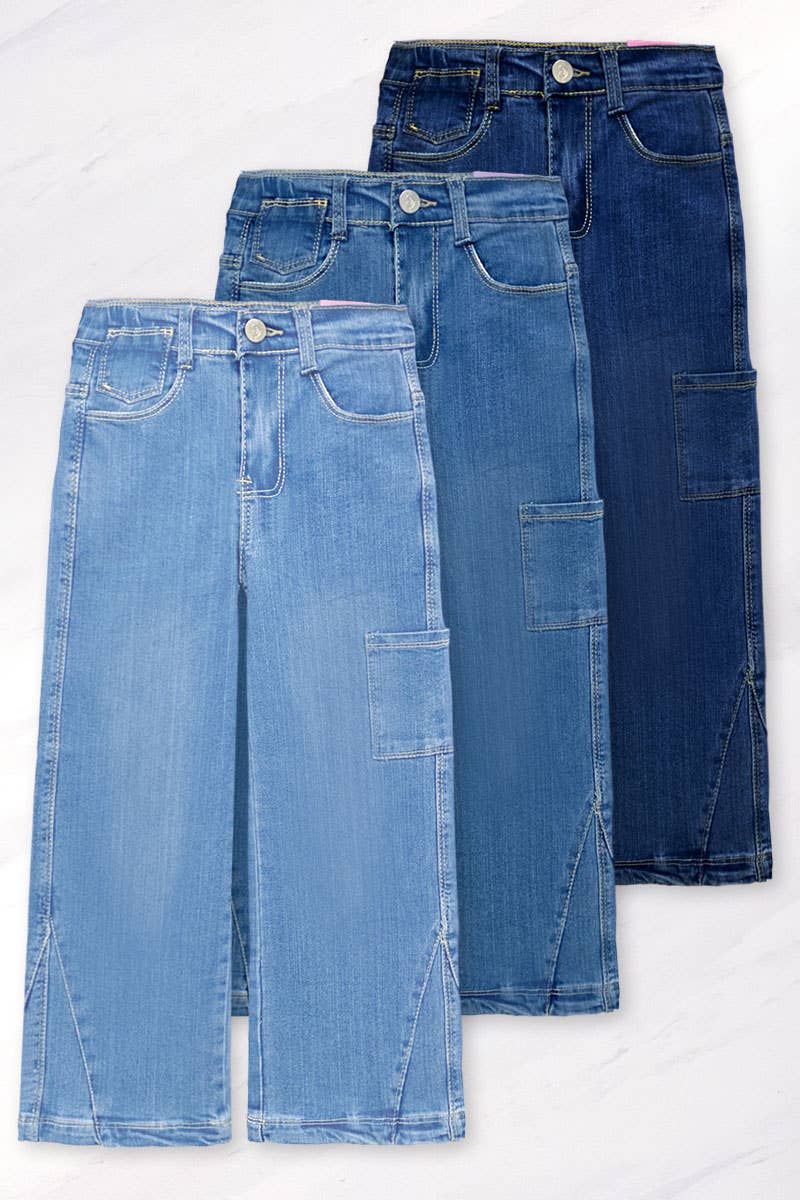 GDP-24-89181A Girl's Relax Fit Jeans W/ Cell Pocket: Dark Denim / 6