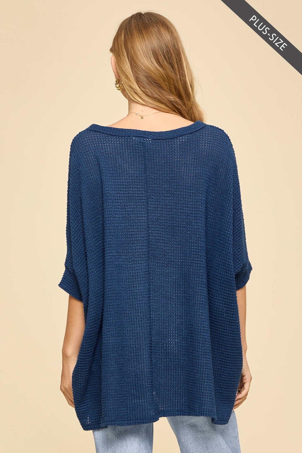 PLUS SIZE Oversized Crochet Knit Poncho To: Red / 1X/2X