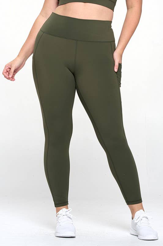 Buttery Soft Activewear Leggings with Pockets Plus Size: Black / 3XL
