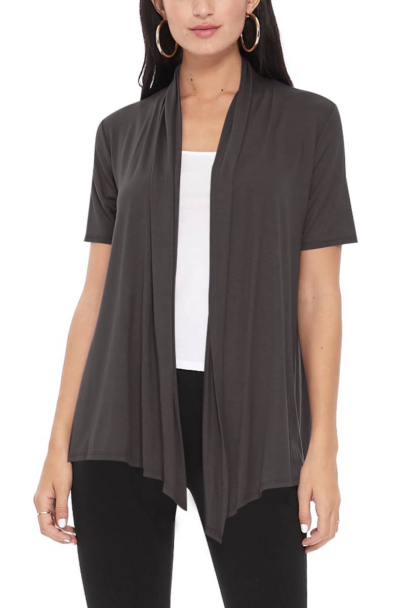 Women's Loose Fit Office Wear Solid Cardigan: Black / Medium