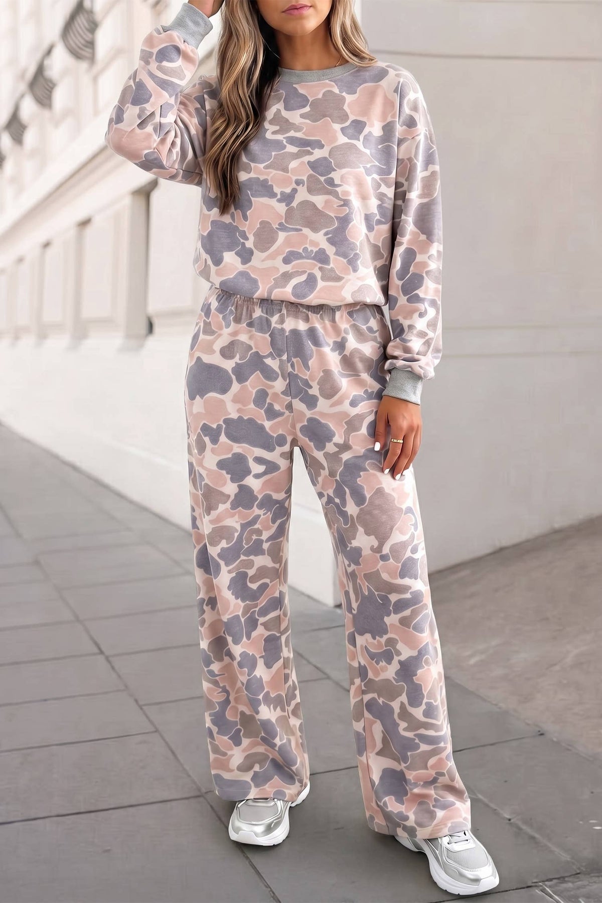 Camo Long Sleeve 2pcs Pants Set | S-XL Plus 1X-4X: Multicolour / XL