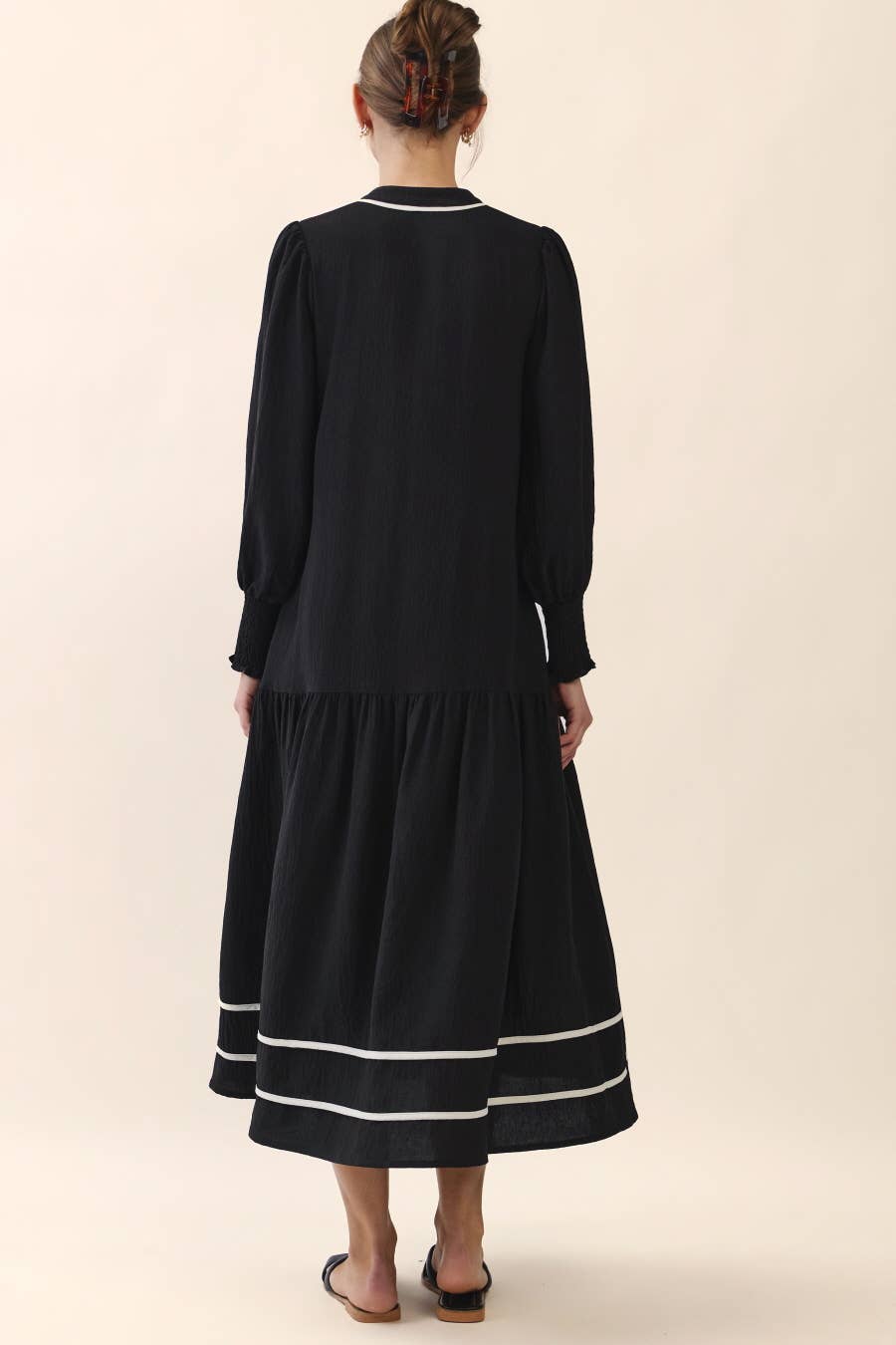 Plus Floral Embroidered Midi Dress: BLACK / 3XL