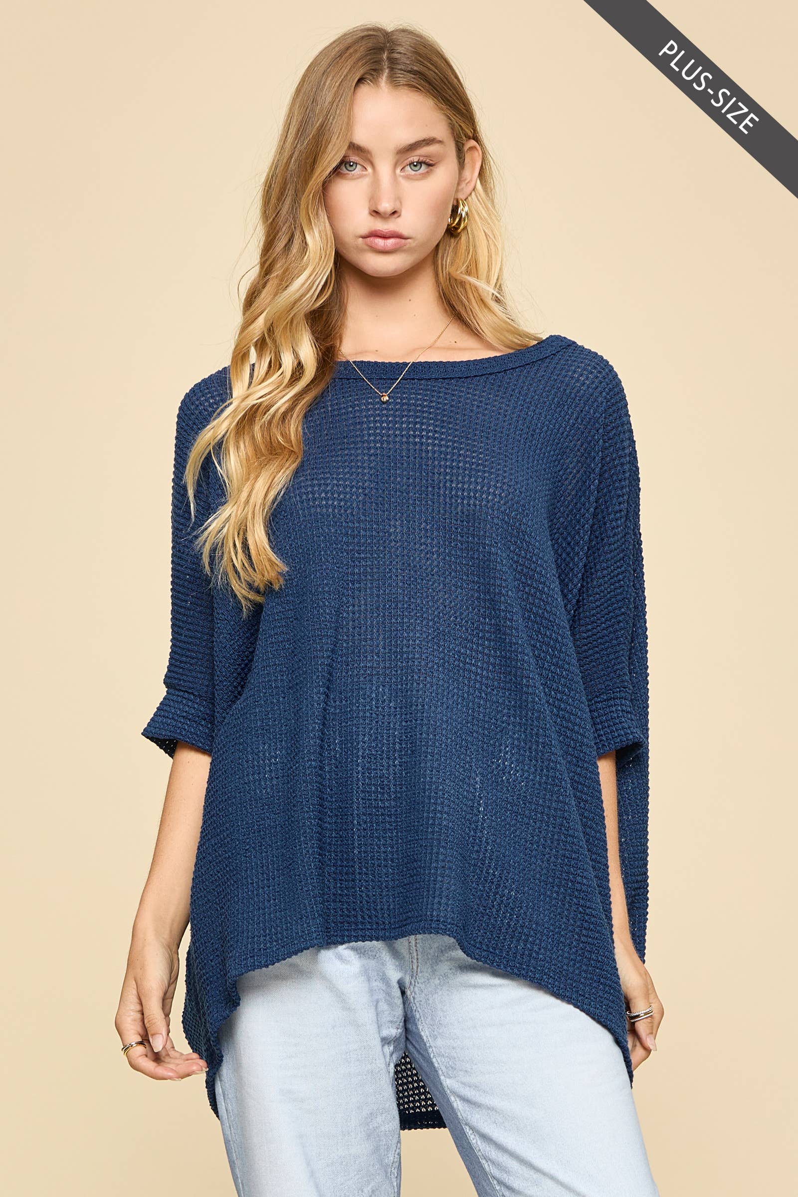 PLUS SIZE Oversized Crochet Knit Poncho To: Red / 1X/2X