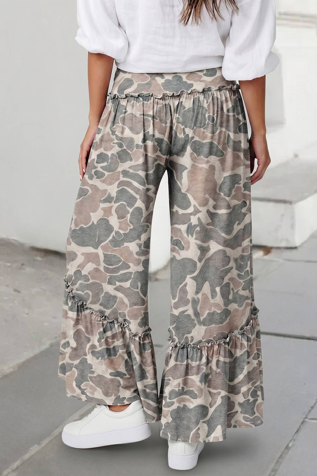 Camo Print Wide Leg Casual Pants | S-XL: Multicolour / XL