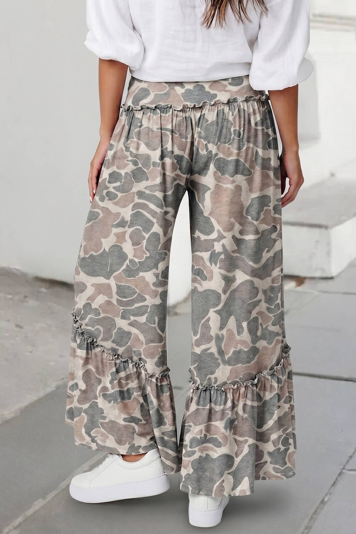 Camo Print Wide Leg Casual Pants | S-XL: Multicolour / M