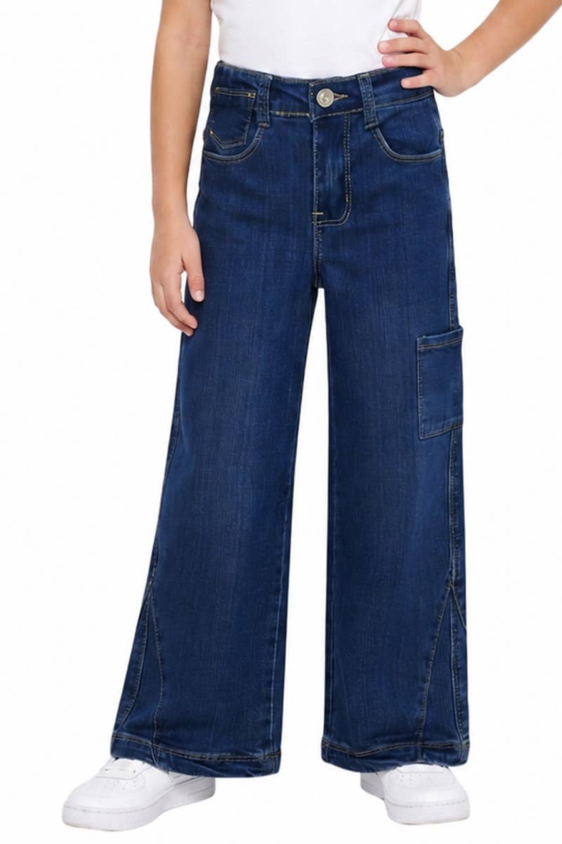 GDP-24-89181A Girl's Relax Fit Jeans W/ Cell Pocket: Dark Denim / 6