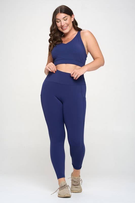 Buttery Soft Activewear Leggings with Pockets Plus Size: Black / 2XL