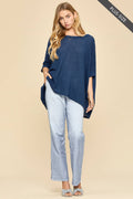 PLUS SIZE Oversized Crochet Knit Poncho To: Navy / 2X/3X
