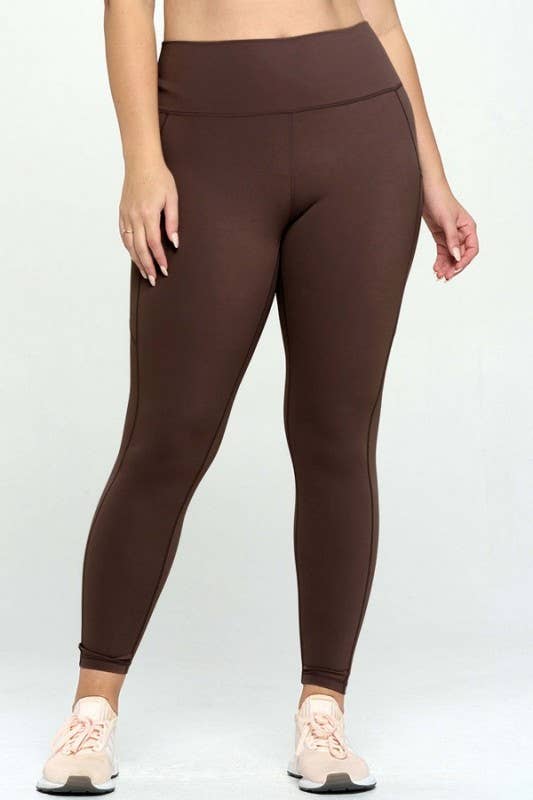Buttery Soft Activewear Leggings with Pockets Plus Size: Black / 3XL