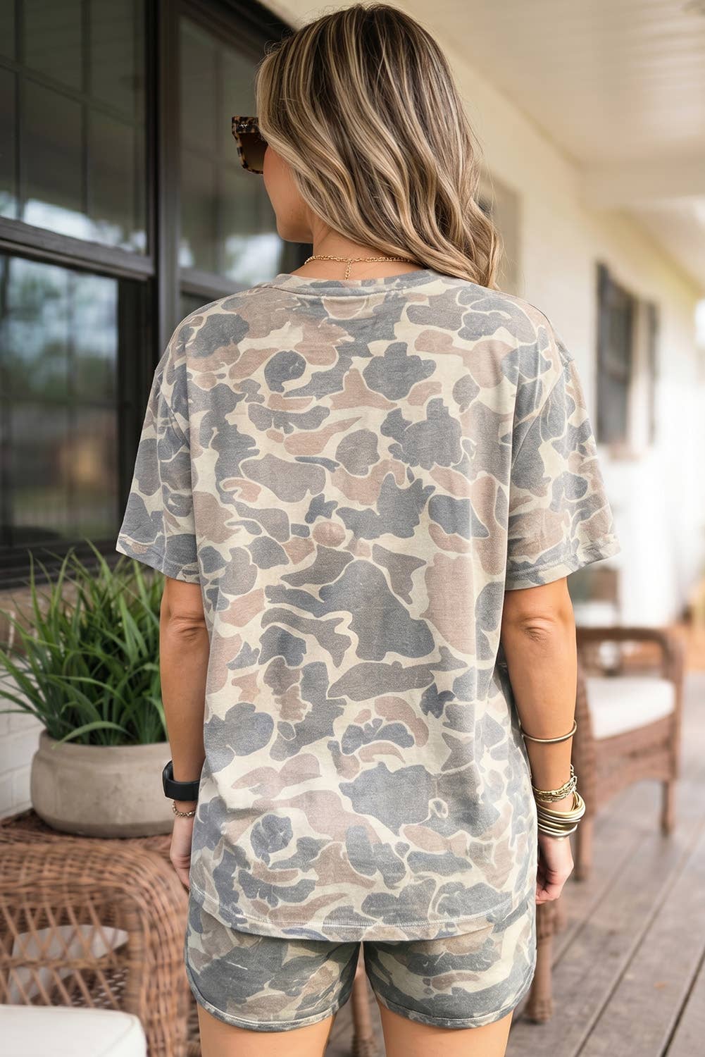 Camo Print Loose Fit 2pcs Shorts Set | S-XL Plus 1X-4X: As shown / Missy / S