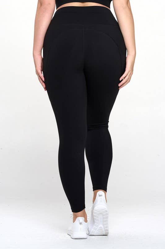 Buttery Soft Activewear Leggings with Pockets Plus Size: Black / 2XL