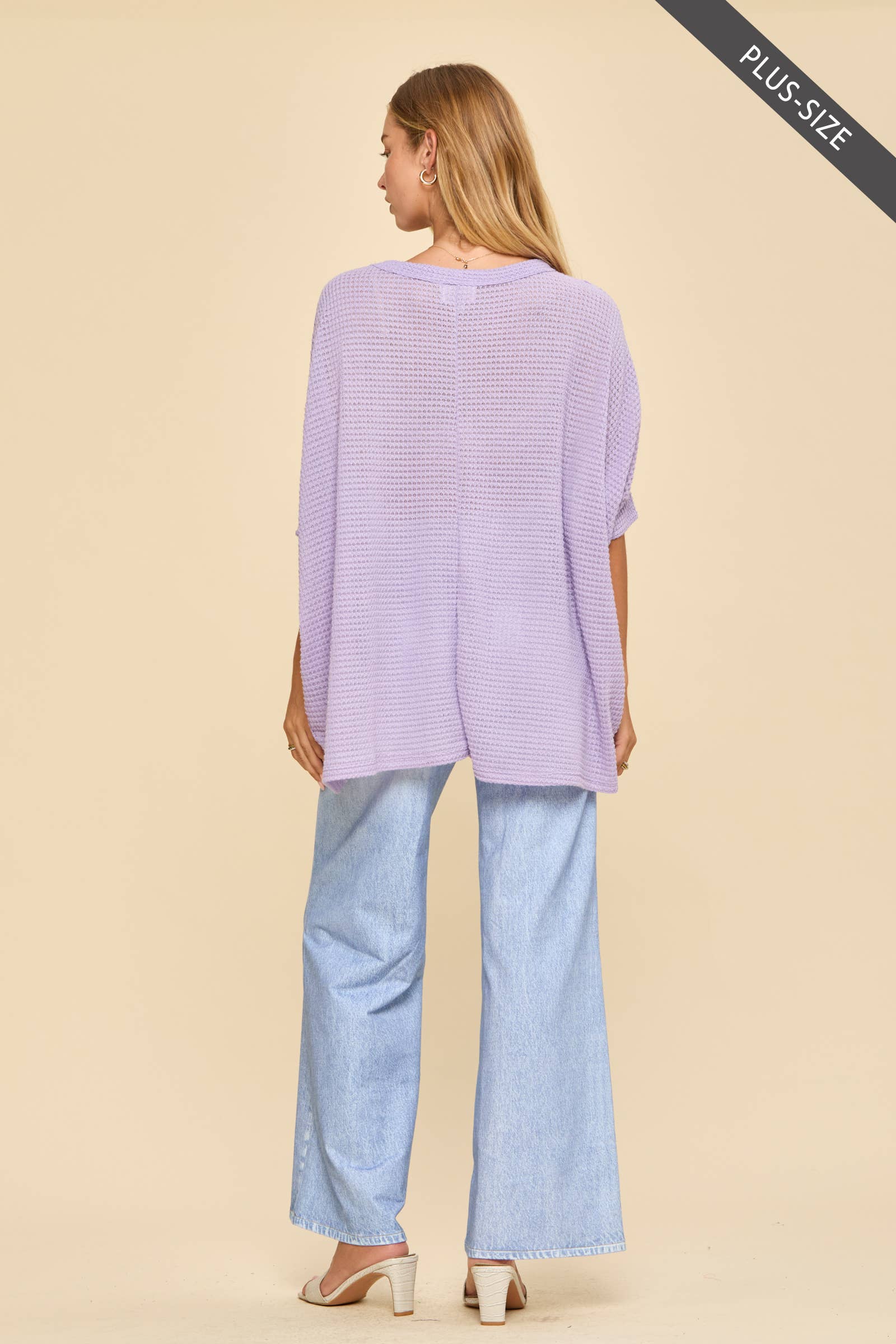 PLUS SIZE Oversized Crochet Knit Poncho To: Navy / 2X/3X