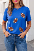 Chenille Rugby Patch Graphic Tee | S-3XL: Dark Blue / 2XL