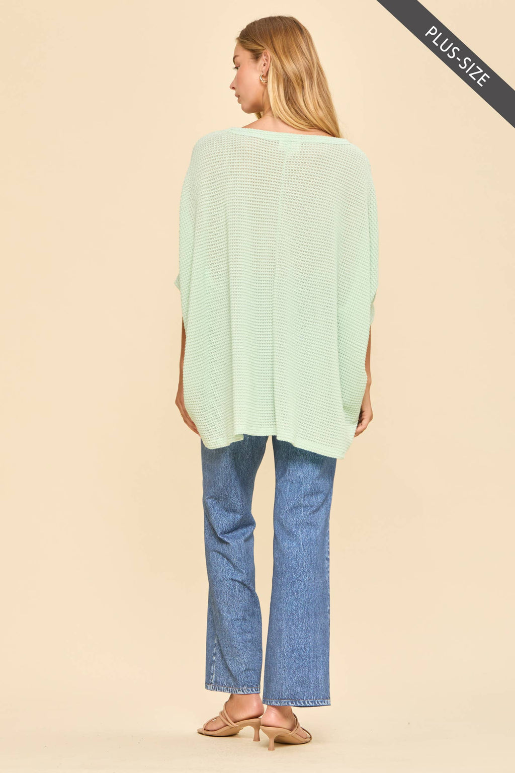 PLUS SIZE Oversized Crochet Knit Poncho To: Navy / 1X/2X