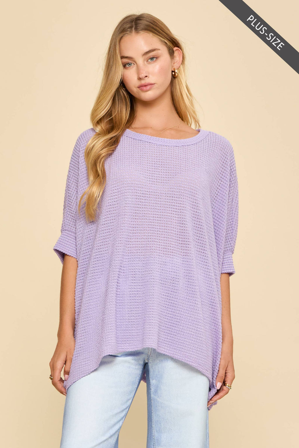 PLUS SIZE Oversized Crochet Knit Poncho To: Navy / 2X/3X