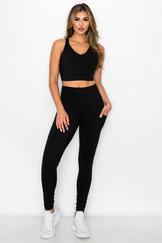 Buttery Soft Activewear Leggings with Pockets 993: Black / S