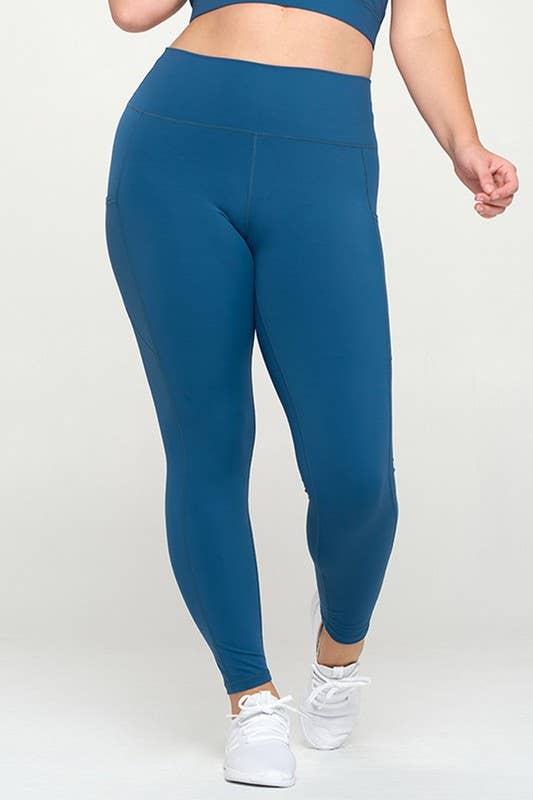 Buttery Soft Activewear Leggings with Pockets Plus Size: Black / 2XL