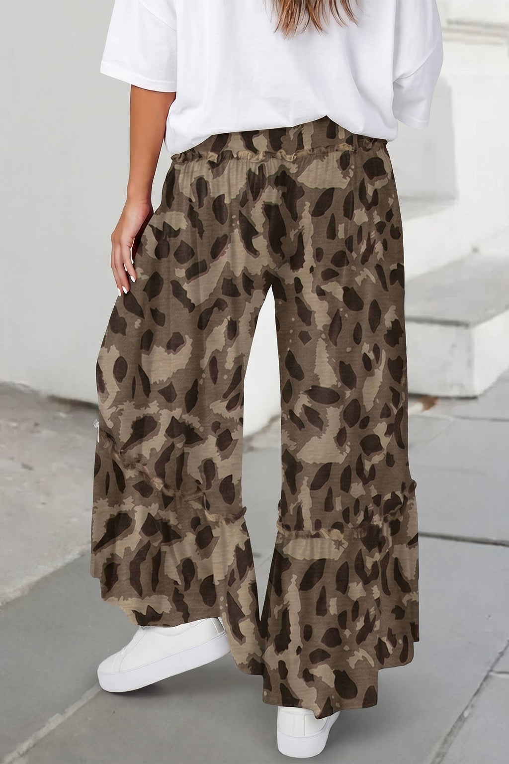Camo Print Wide Leg Casual Pants | S-XL: Multicolour / M