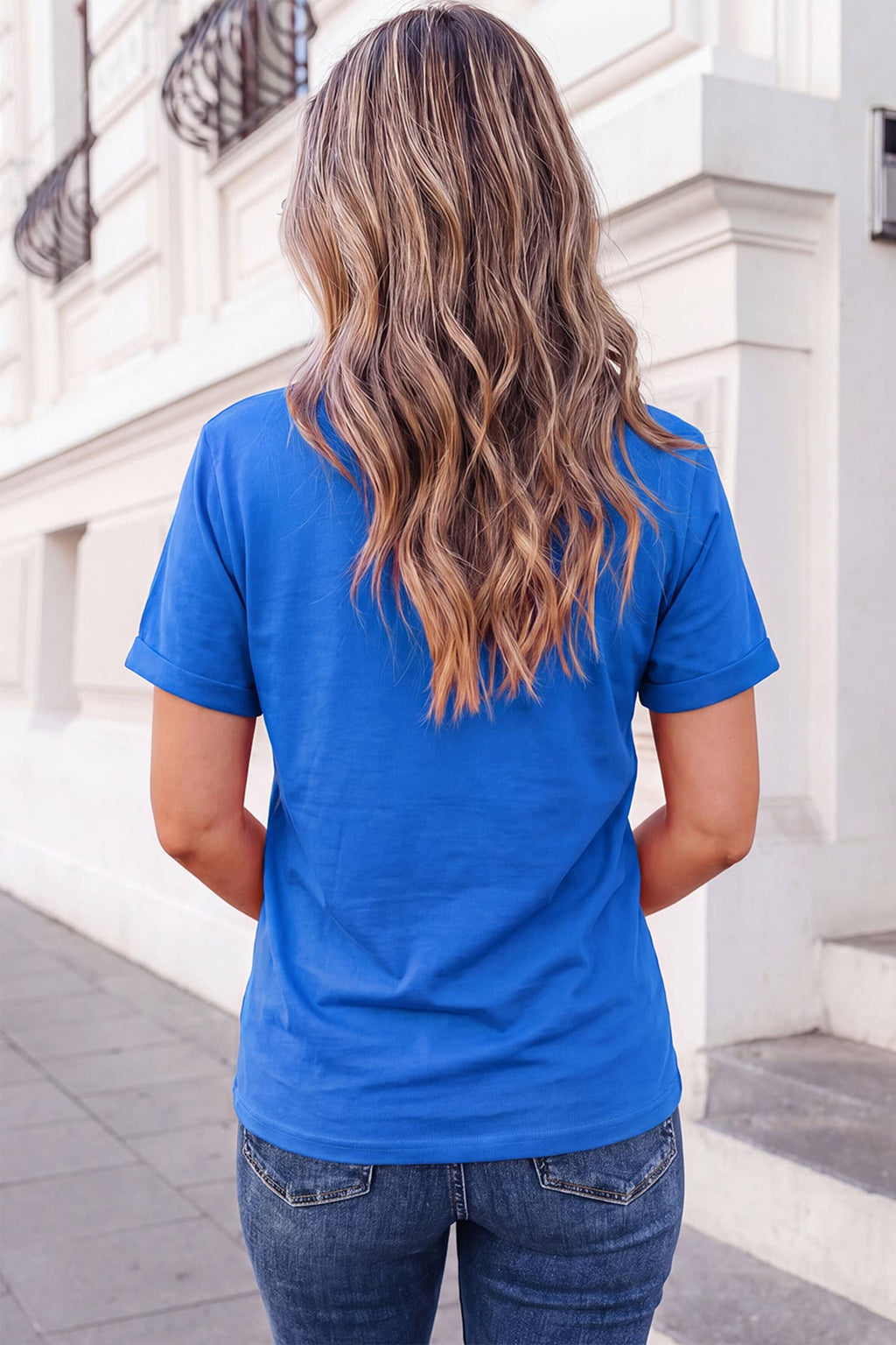 Chenille Rugby Patch Graphic Tee | S-3XL: Dark Blue / 2XL