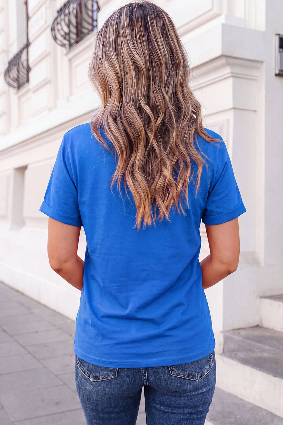 Chenille Rugby Patch Graphic Tee | S-3XL: Dark Blue / 2XL