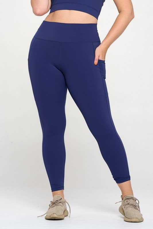 Buttery Soft Activewear Leggings with Pockets Plus Size: Black / 2XL