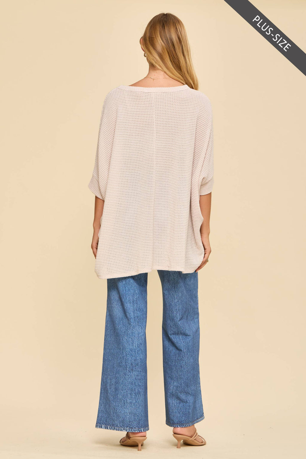 PLUS SIZE Oversized Crochet Knit Poncho To: Navy / 1X/2X
