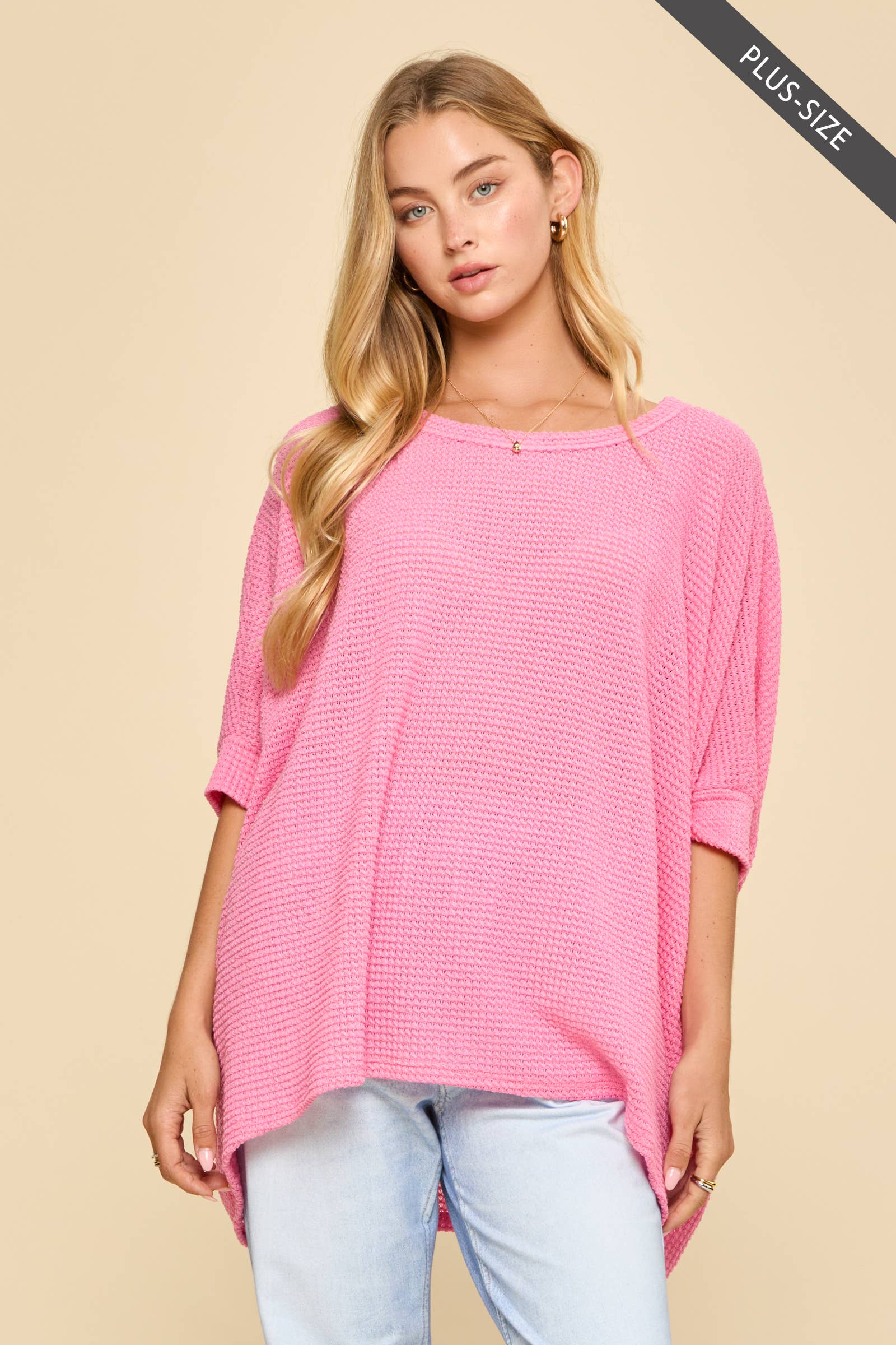 PLUS SIZE Oversized Crochet Knit Poncho To: Navy / 1X/2X
