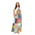 Floral Patchwork Overall Maxi Dress: Multi / S/M