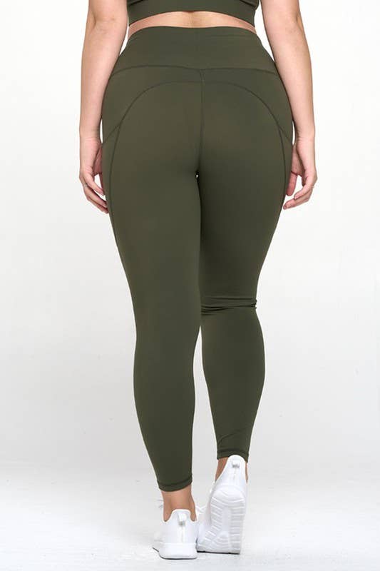 Buttery Soft Activewear Leggings with Pockets Plus Size: Black / 3XL