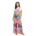 Hippie Wide Leg Printed Patchwork Overall: Multi / L/XL