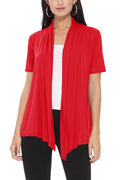 Women's Loose Fit Office Wear Solid Cardigan: Red / 3XL