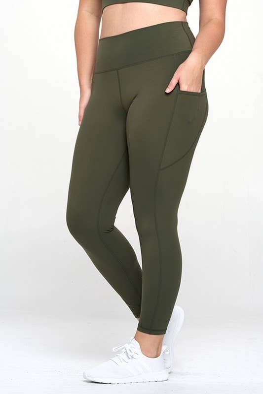 Buttery Soft Activewear Leggings with Pockets Plus Size: Black / 2XL