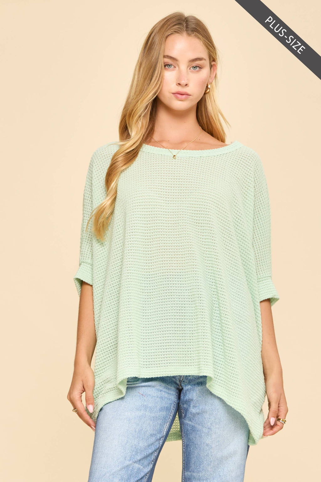 PLUS SIZE Oversized Crochet Knit Poncho To: Navy / 2X/3X