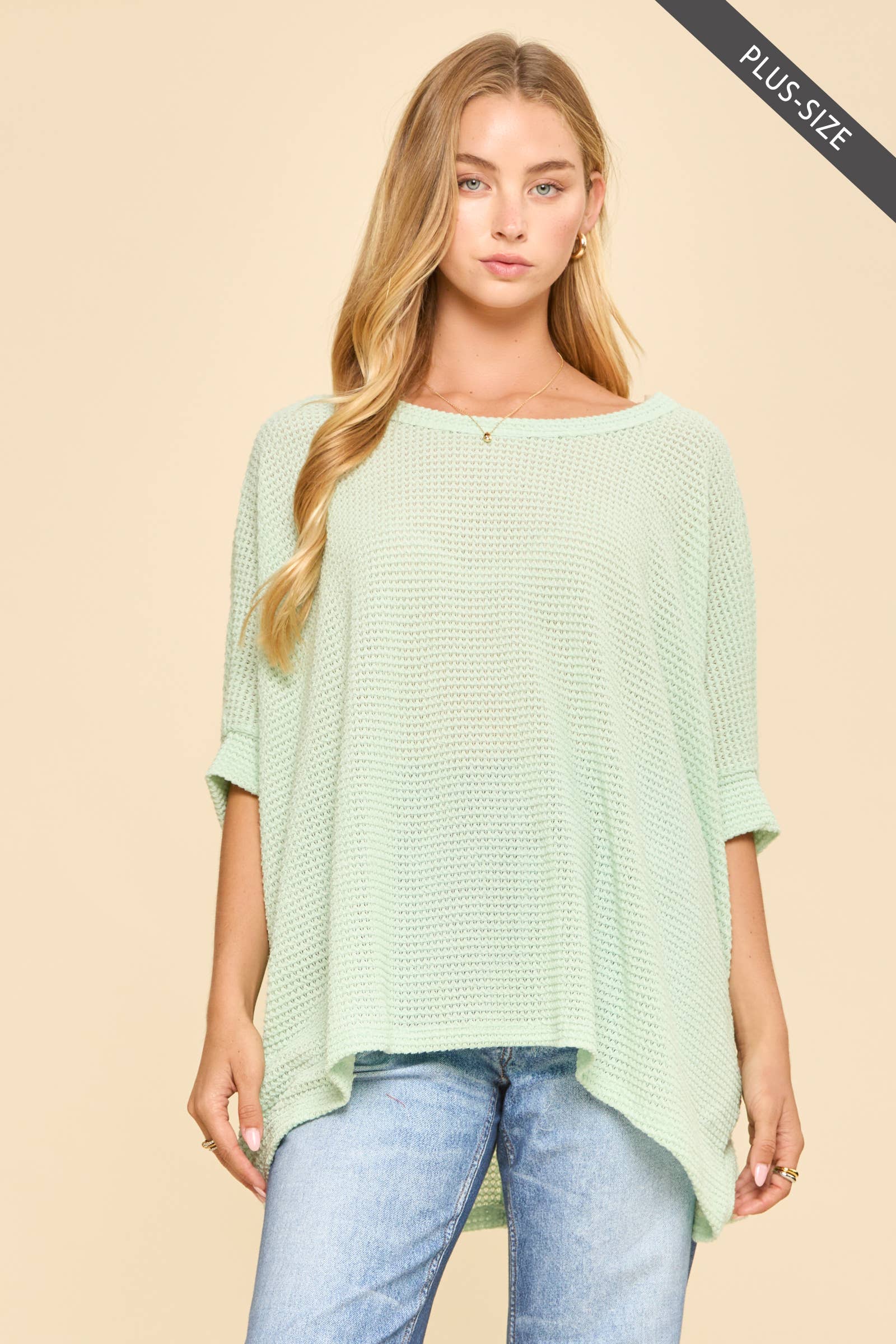 PLUS SIZE Oversized Crochet Knit Poncho To: Navy / 2X/3X