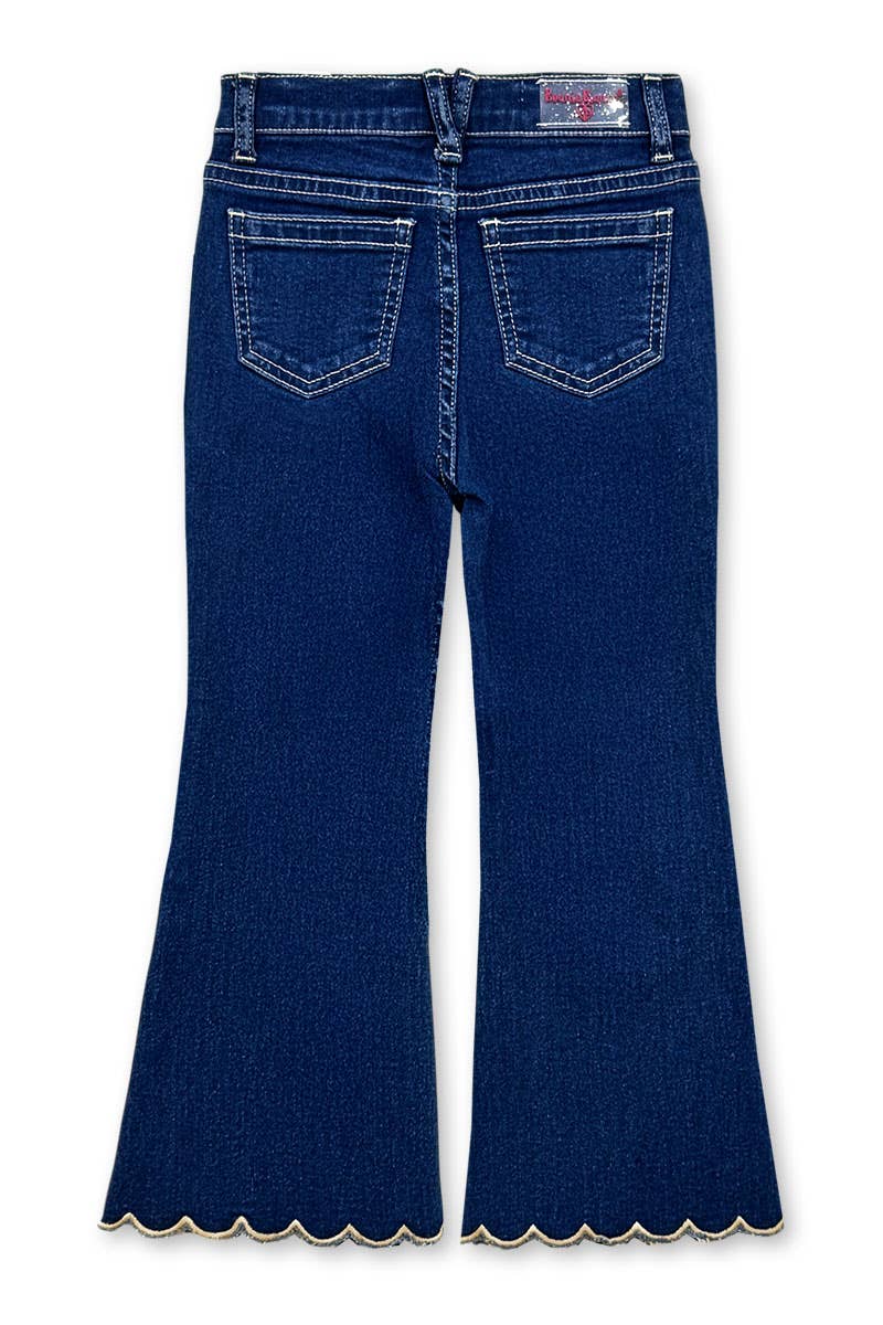 GDP-M26-89479B Girl's Flare Leg Denim Jean w/Scalloped Hem: Dark Denim / 8