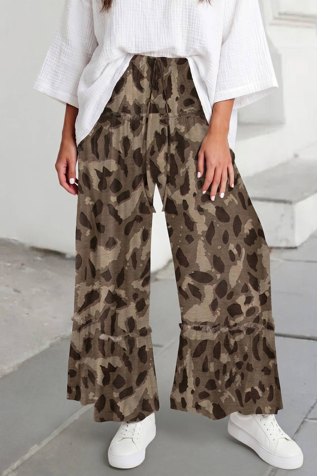Camo Print Wide Leg Casual Pants | S-XL: Multicolour / XL
