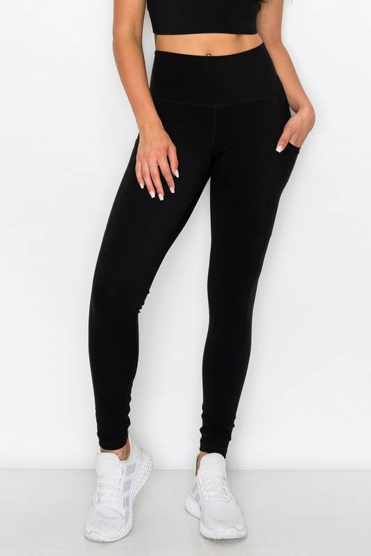Buttery Soft Activewear Leggings with Pockets 993: Black / S