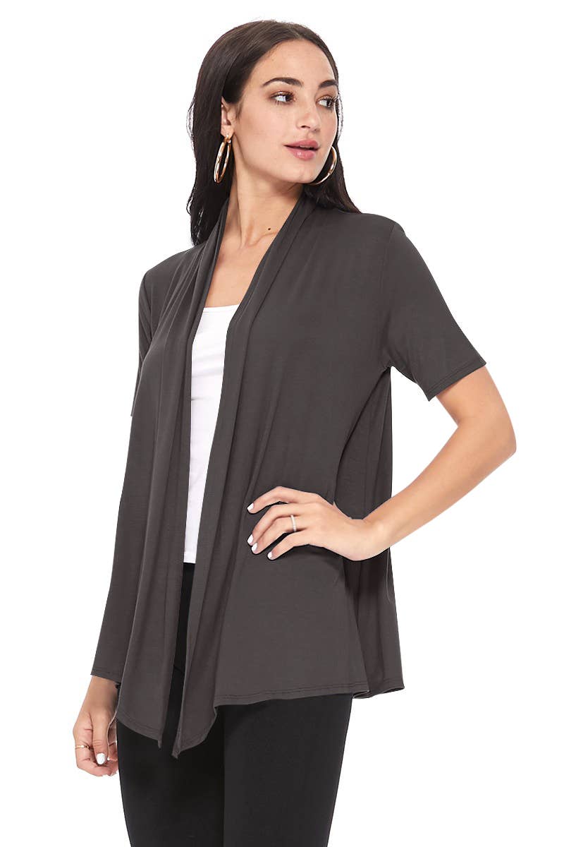 Women's Loose Fit Office Wear Solid Cardigan: Black / Medium