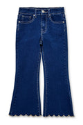GDP-M26-89479B Girl's Flare Leg Denim Jean w/Scalloped Hem: Dark Denim / 12