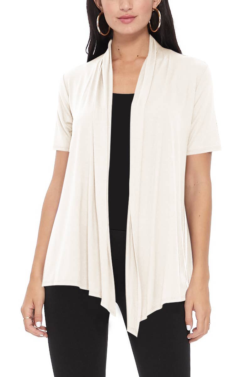 Women's Loose Fit Office Wear Solid Cardigan: Black / 2XL