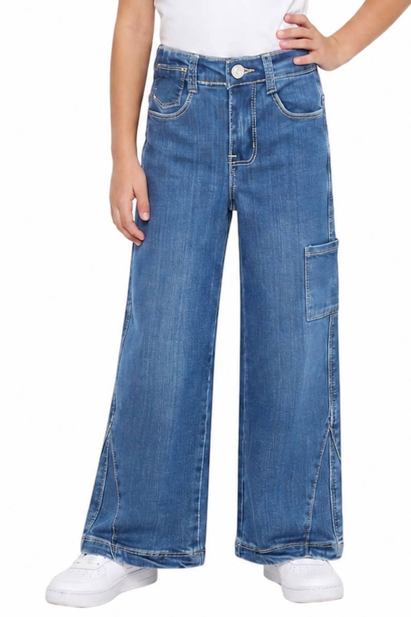 GDP-24-89181A Girl's Relax Fit Jeans W/ Cell Pocket: Dark Denim / 6