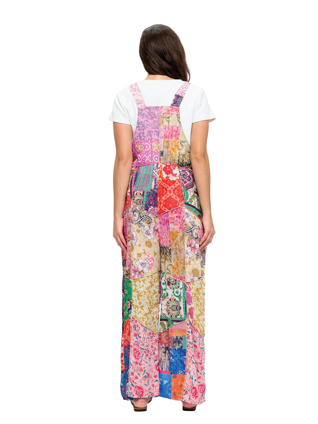 Hippie Wide Leg Printed Patchwork Overall: Multi / S/M