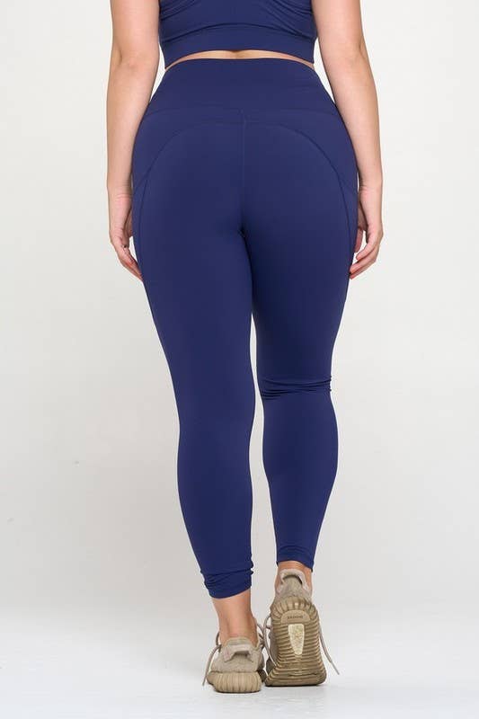 Buttery Soft Activewear Leggings with Pockets Plus Size: Black / 2XL